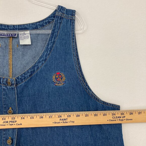 Vintage Erika & Co. Denim Dress size 1X Blue Sleeveless Front Pocket Button - Picture 6 of 9
